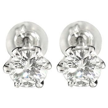 ピアス プラチナ ピアス ペア ダイヤモンド 一粒鑑定書付 ダイヤモンド