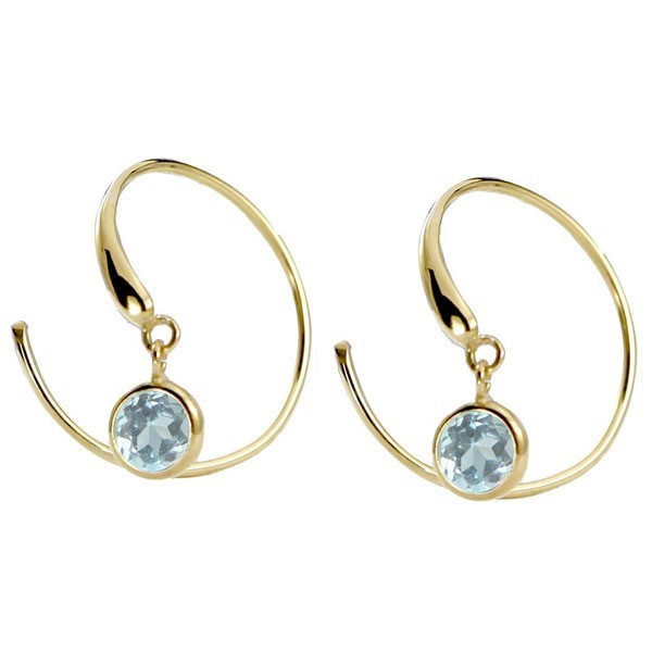ピアス 18金 レディース アクアマリン 安い ゆれる イエローゴールド