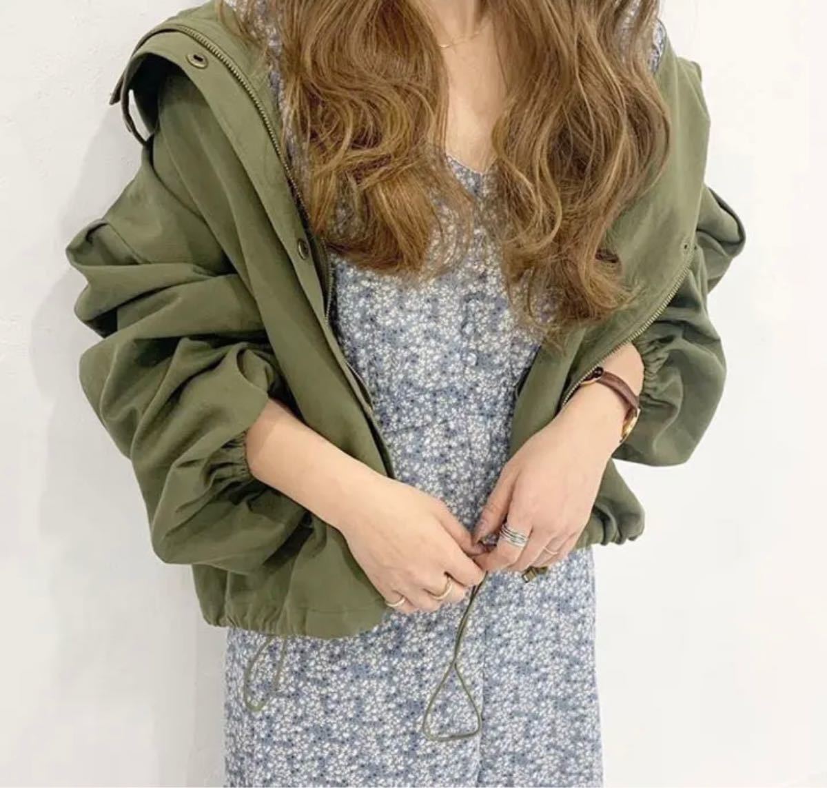 安い　レディース　ロング　ワンピース　花柄　秋服　春服　くすみ　ブルー　Vネック