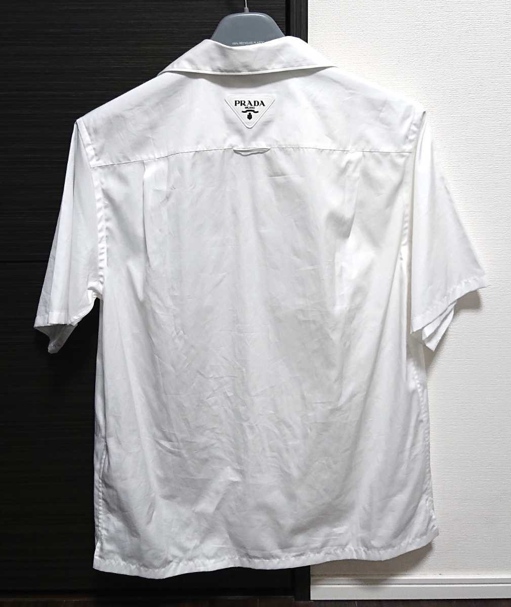 新品 定価14.6万 2022ss PRADA プラダ タトゥー ボーリングシャツ xs 半袖 ホワイト マーメイド ロゴ ニット tシャツ 白  バッグ ナイロン