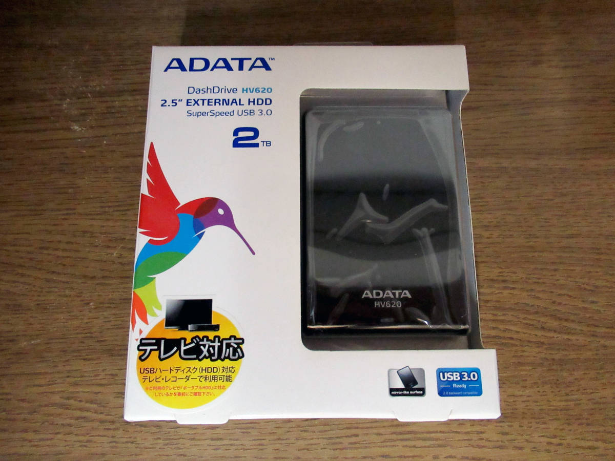 新品未開封 ADATA HV620 2.5インチ 外付けハードディスク 2TB ポータブルHDD USB3.0対応 ブラック 黒 テレビ対応_画像1