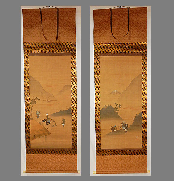 [ genuine work ]#. ornament north .# Tokai name place map two width # number therefore one # Edo era. ukiyoe .# autograph # hanging scroll #.. axis # Japanese picture #