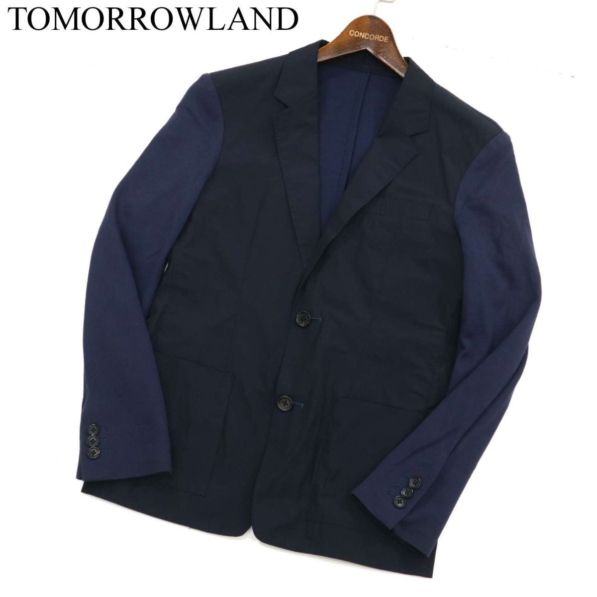 TOMORROWLAND トゥモローランド 春夏 カラー切替 アンコン テーラード ジャケット Sz.44　メンズ　C2T07954_8#M_画像1