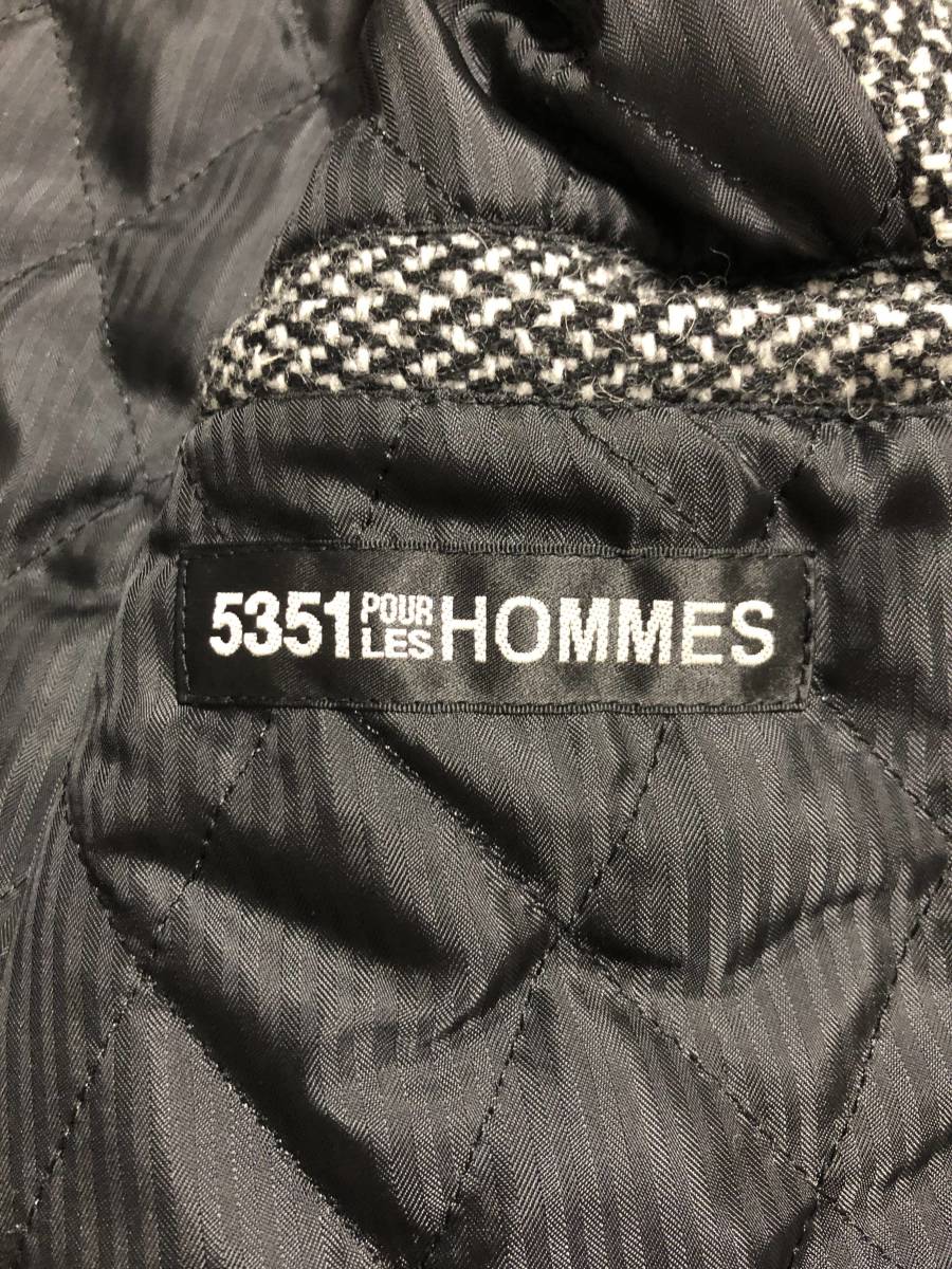 美品☆[5351 POUR LES HOMMES] 14AW 定価59,400 ウール×ストレッチ 袖レザースタジャン バーシティジャケット 1 5351プールオム_画像8