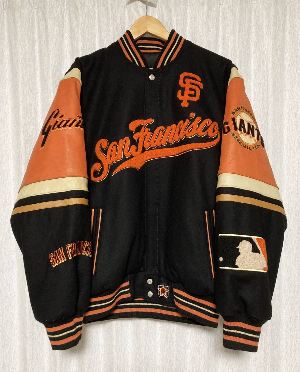 [90s JH DESIGN] MLB SAN FRANCISCO GIANTS レザー切替 バーシティジャケット スタジャン M 90年代