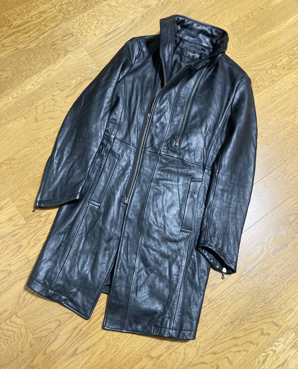 美品☆[TORNADO MART] 16AW 定価75,900 COW SOFT NAPPA DULL TYPE ライダース レザーコート L 牛革 TLE-6503 ブラック トルネードマート_画像1