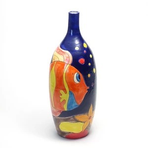  Italy import modern antique style blue. . fish. vase colorful furthermore fish. one wheel ..