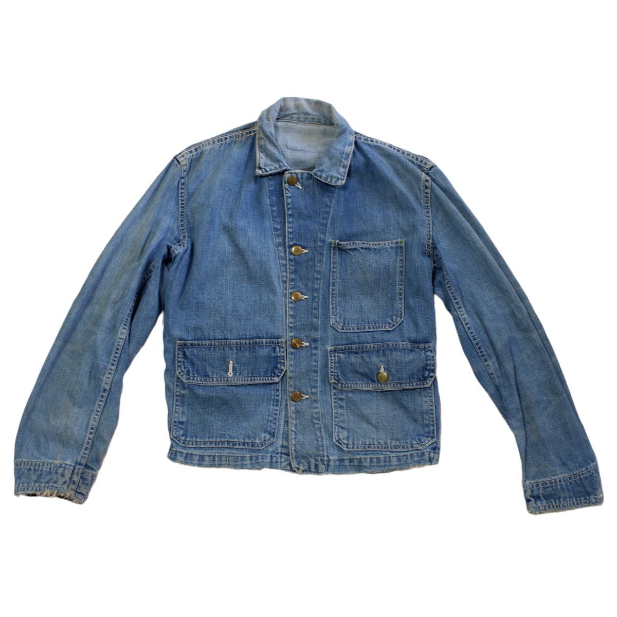 【1960s】BIG SMITH デニムカバーオール ジャケット Gジャン 古着 ビッグスミス ビンテージ インディゴ ボロ 襤褸