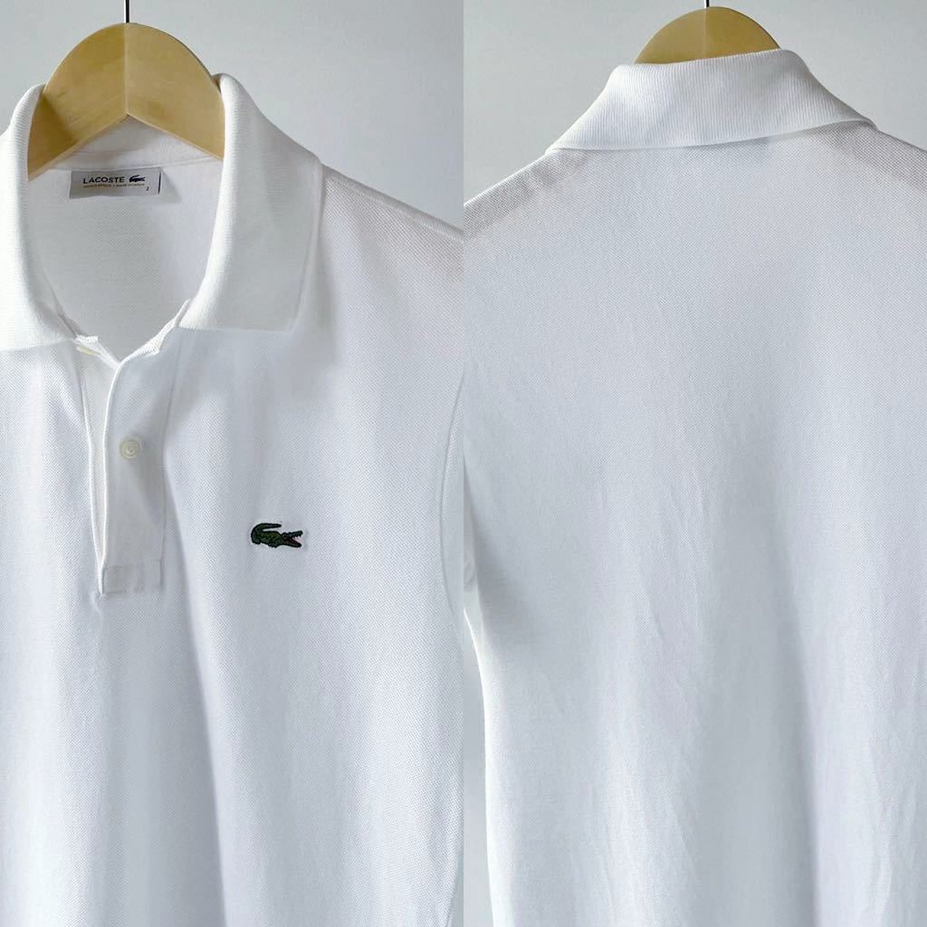 《美品》ラコステ LACOSTE ポロシャツ 2 ホワイト L1212 鹿の子 半袖 シャツ 白_画像8