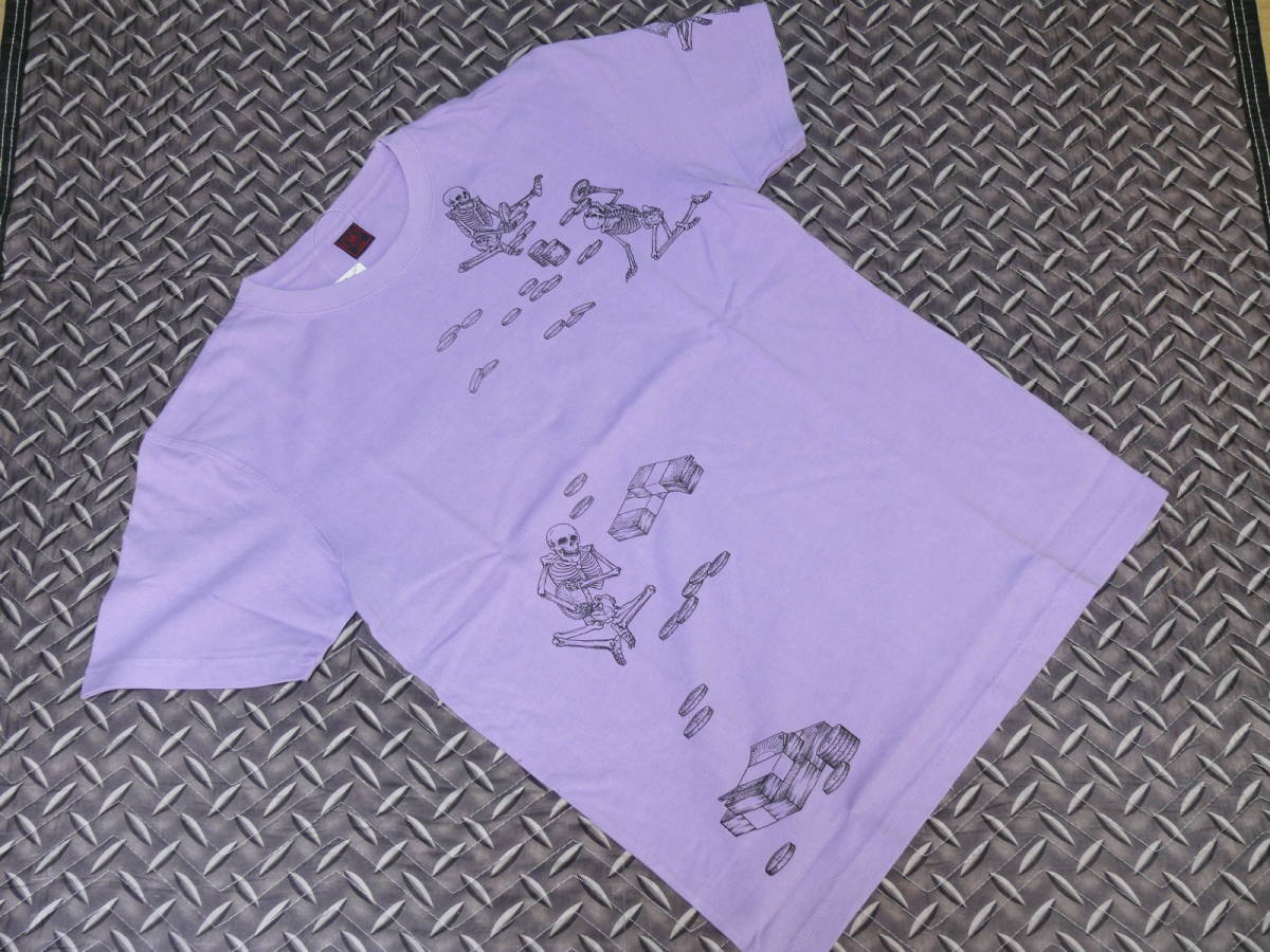 ♪CROPPED HEADS(クロップドヘッズ) 髑髏・宝尽くしプリント◆半袖Tシャツ◆カラー：パープル◆SIZE：L 未使用(ラスト１点物)_♪CROPPED HEADS 髑髏・宝尽くし