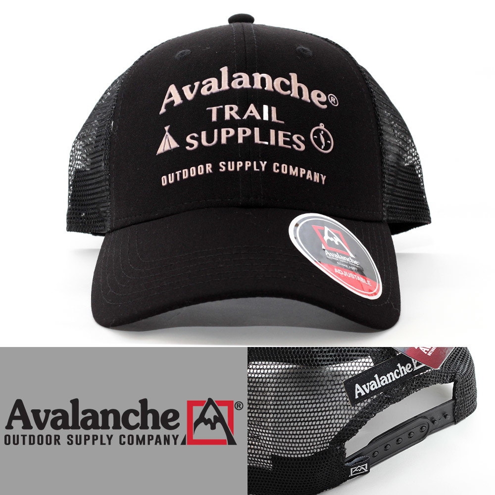 メッシュキャップ 帽子 メンズ アバランチ Avalanche Trail Supplies Trucker Hat ブラック 94JWF-01-BLK アジャスタブル USA
