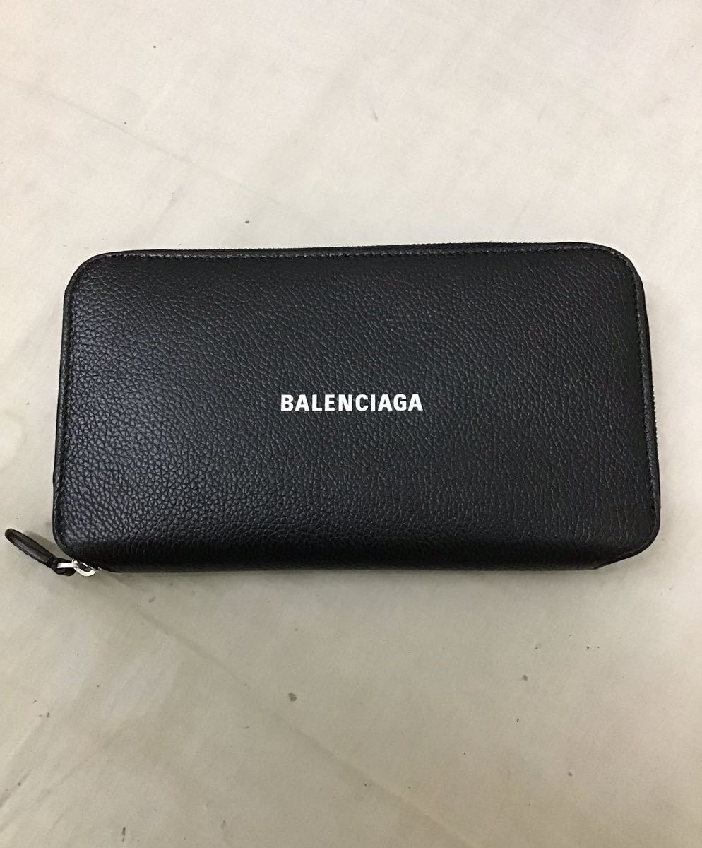 220811【BALENCIAGA】バレンシアガ 長財布 レザー ブラック 594290