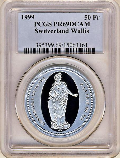 ○スイス 1999 PCGS PR69DC 現代射撃祭 ヴァリス 50フラン銀貨 - minhtan.com.vn