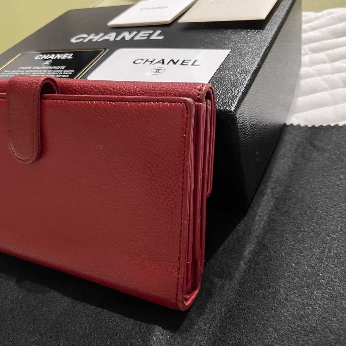 CHANEL シャネル キャビアスキン ココマーク ダブルホック 長財布