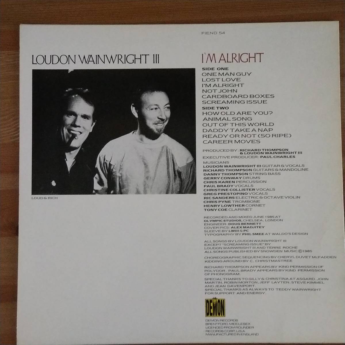 LOUDON WAINWRIGHT III / I'M ALRIGHT_画像2