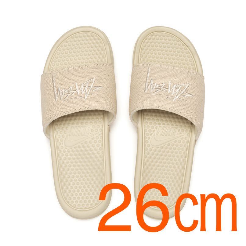 レア即完売 26cm STUSSY × NIKE SLIDE SANDALS ベナッシ ステューシー ナイキ US8 エアフォース1 コラボ セイル STONE HEMP ストーン 新品