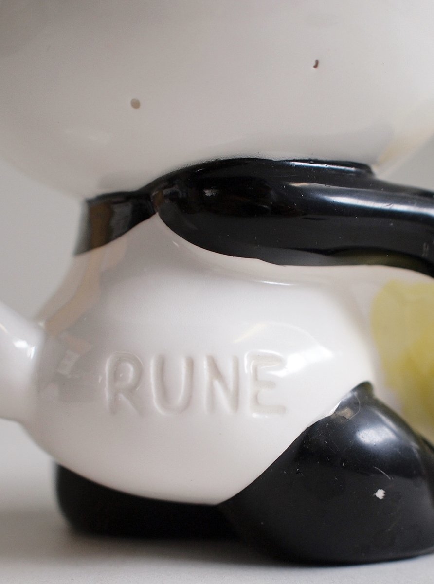 W1763 レア品 RUNE パンダ親子貯金箱 / 内藤ルネ シール付 レトロ ...