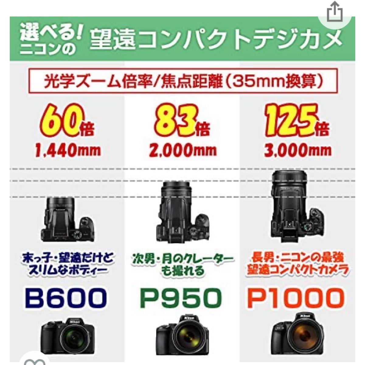 ズーム】 ニコン COOLPIX P1000 [光学125倍ズーム][新品][在庫あり