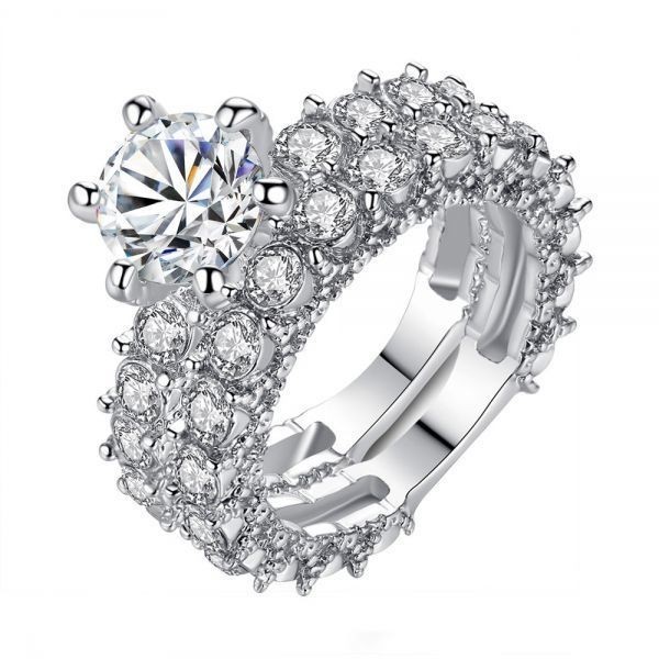 当店の記念日 プラチナ1カラットダイヤの指輪ラグジュアリーなハートの