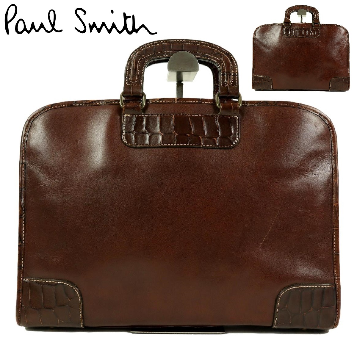 【B1694】【オールレザー】Paul Smith ポールスミス ビジネスバッグ ブリーフケース 書類カバン レザーバッグ 型押し