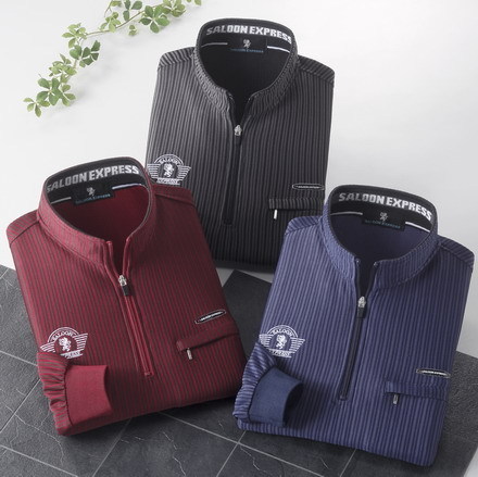SALOON EXPRESS/サルーンエクスプレス シャドーストライプハイネックシャツ３色組　LLサイズ