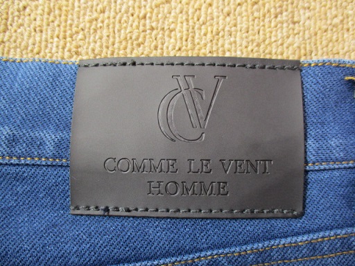 ★530【送料無料】COMME LE VENT HOMME コムルヴァン・オム コットン混 メンズ 快適 デニム地風 ストレート パンツ ロゴ入り ストレッチ 青_画像3