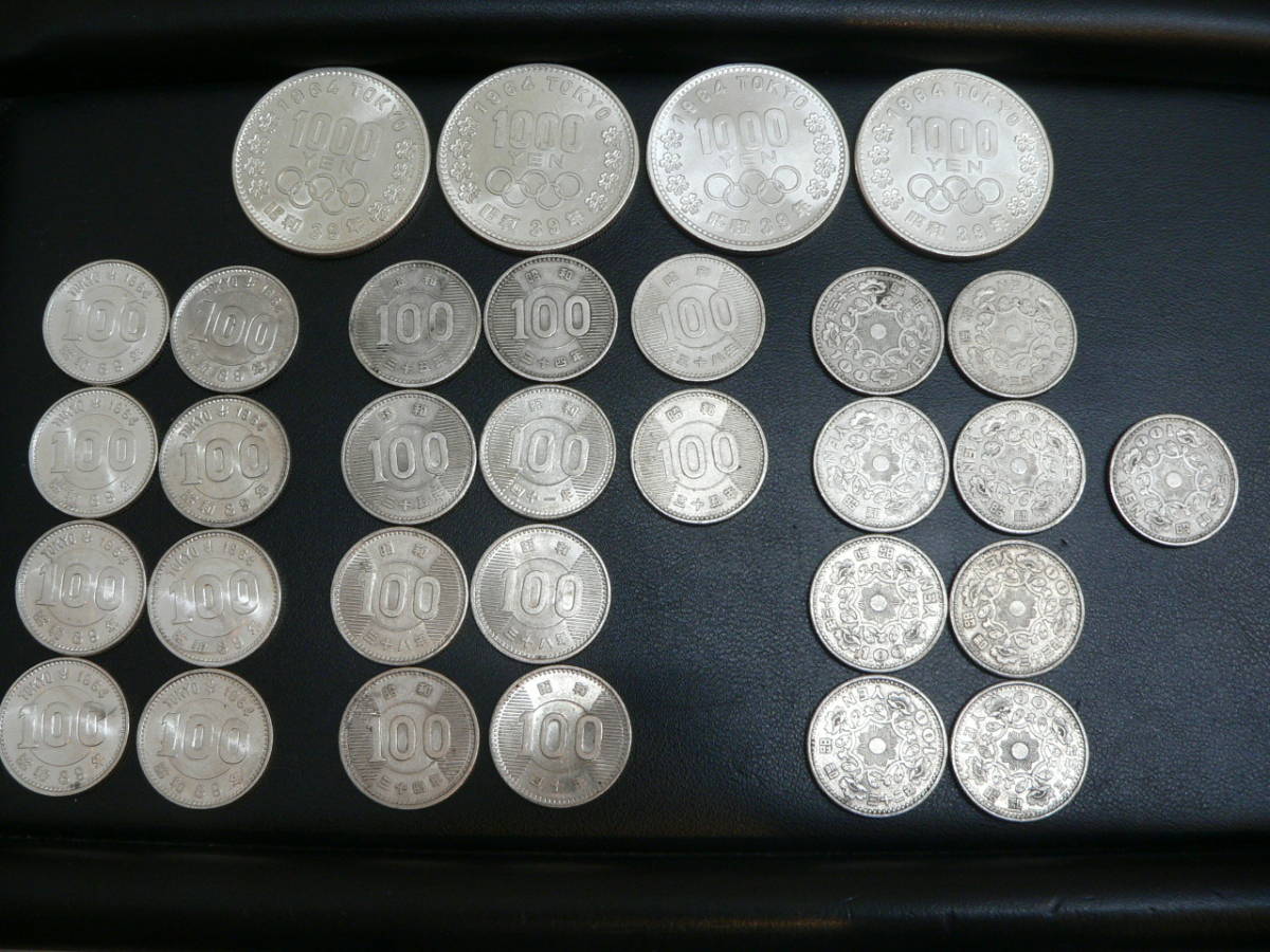 A16833○1964年 昭和39年 東京オリンピック 1000円銀貨×4枚 東京 100円