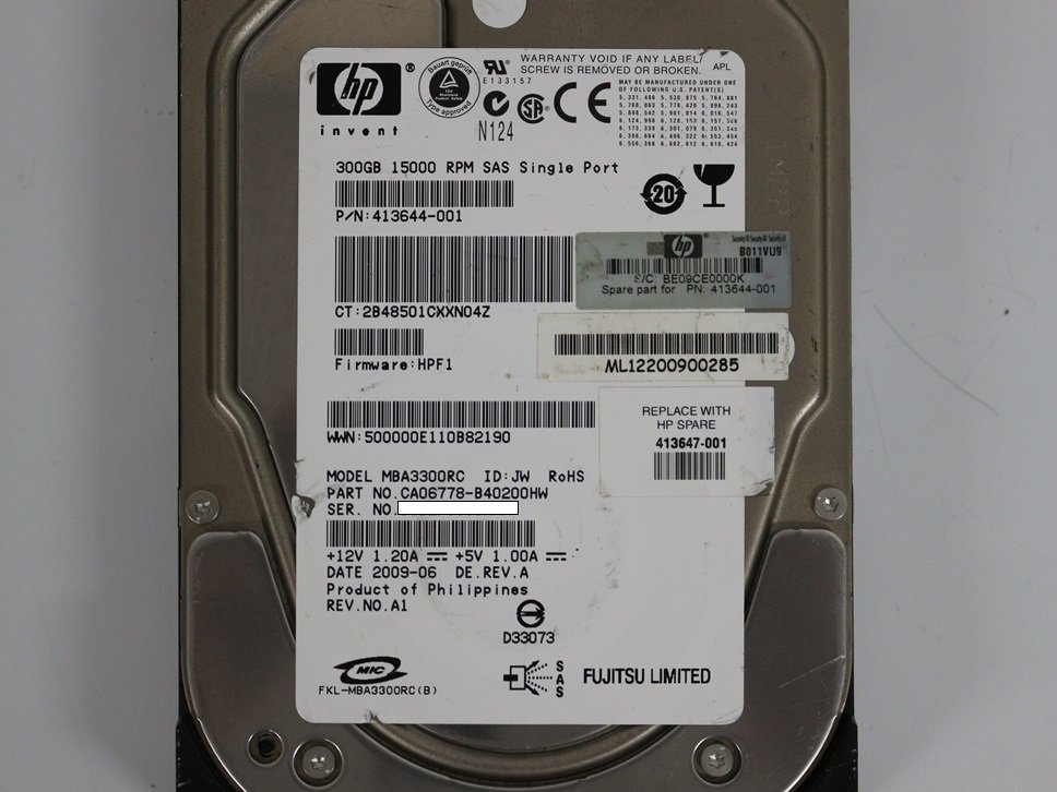 HP MBA3300RC 300GB 15K RPM SAS Hard Drive 3.5インチ_画像2