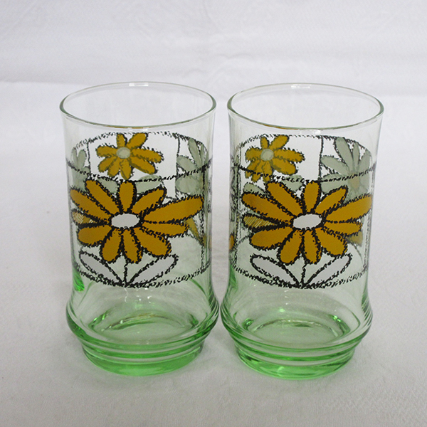 2 piece set!#ADERIAateli Agras po M 8 Margaret floral print glass stone . glass Vintage Showa Retro 