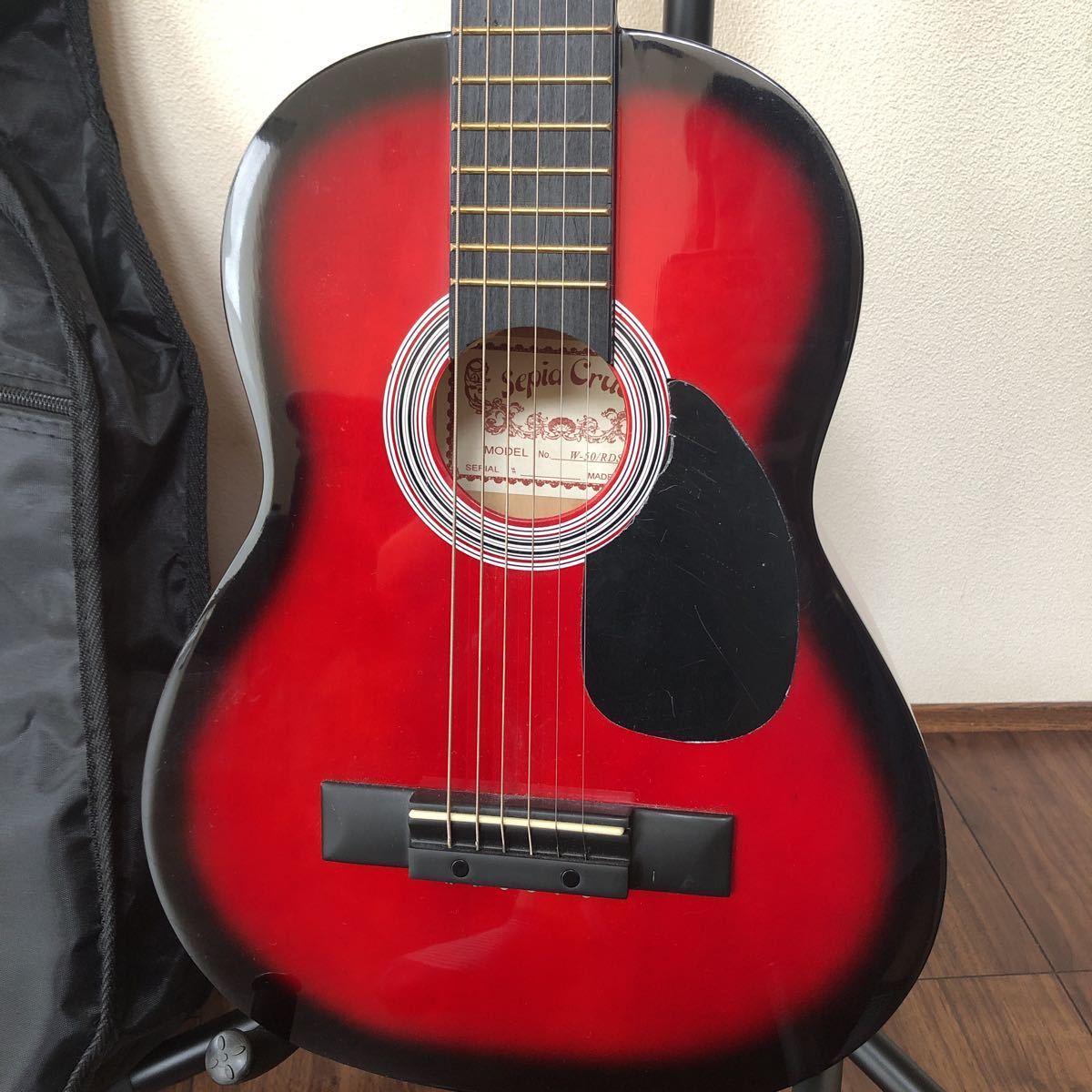 ミニギター ミニ アコースティックギター Sepia Crue W-50RDS レッドサンバースト　右利き　ソフトケース スタンド付き_画像2