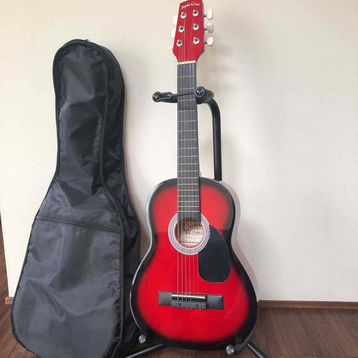 ミニギター ミニ アコースティックギター Sepia Crue W-50RDS レッドサンバースト　右利き　ソフトケース スタンド付き_画像1