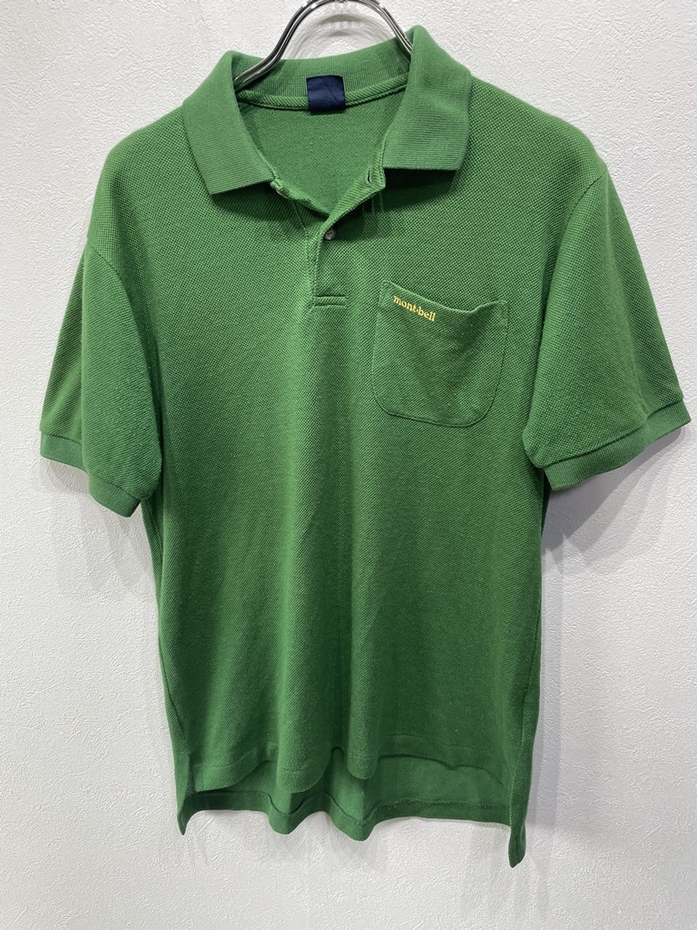 【人気】mont-bell/モンベル　ポロシャツ　緑/グリーン　メンズM　　K2096_画像1