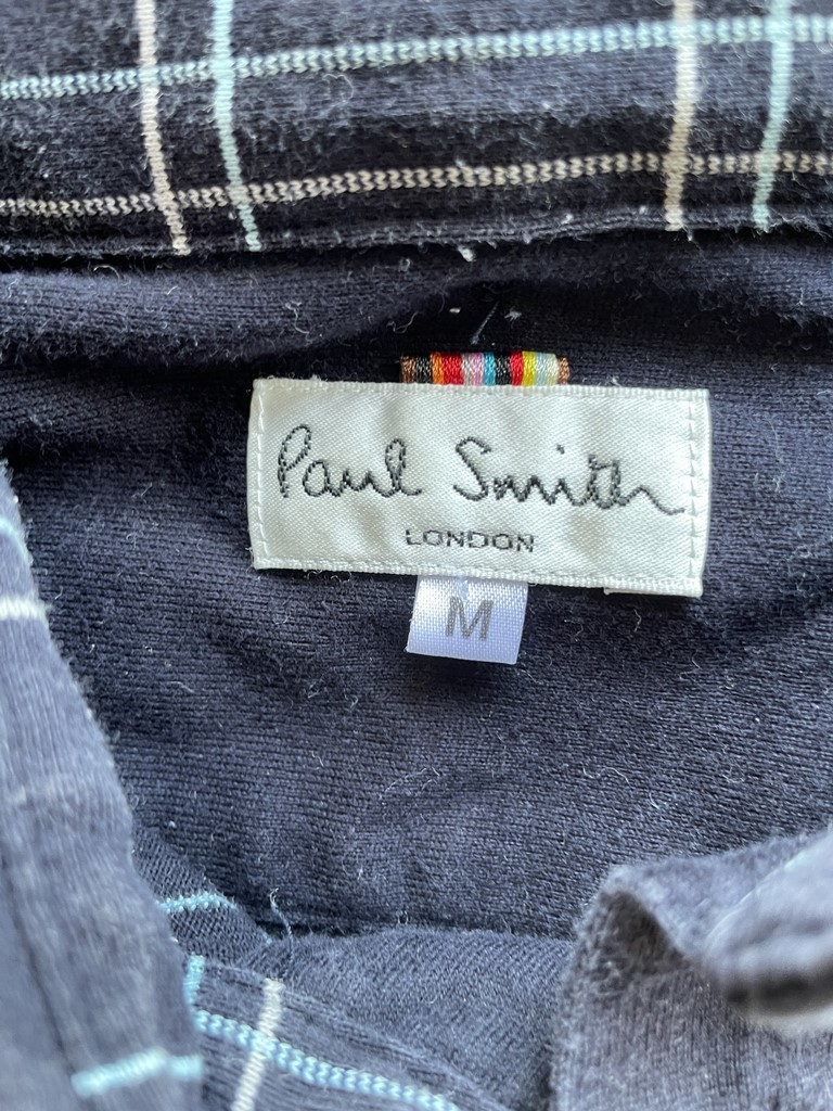 【人気】　PAUL　SMITH/ポールスミス　ポロシャツ　メンズM　チェック柄　黒／ブラック　半袖　上質　K2095_画像8
