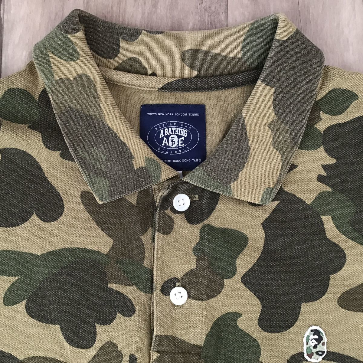 1st camo green ポロシャツ Sサイズ a bathing ape bape エイプ ベイプ アベイシングエイプ 迷彩 polo shirt m3333_画像3