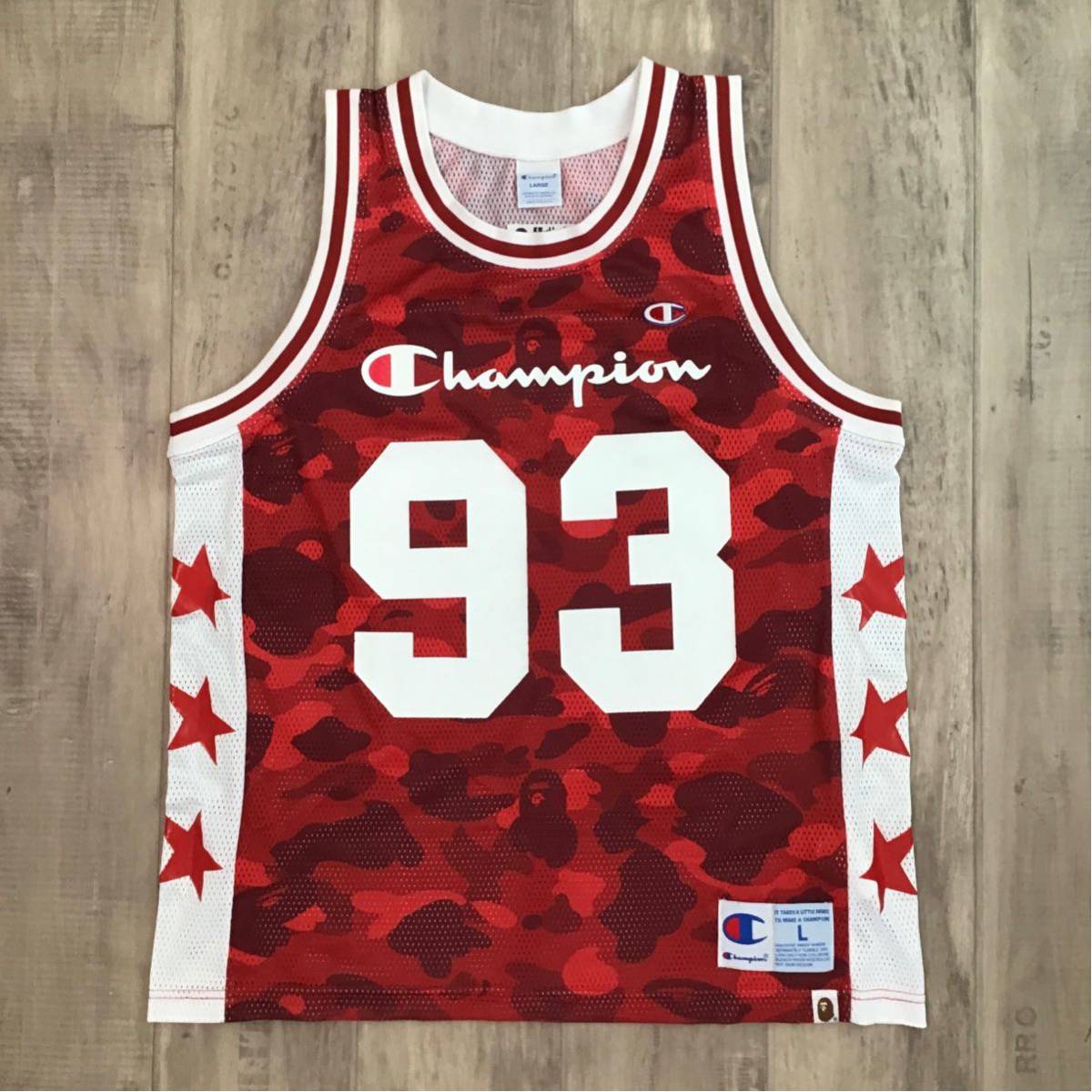 champion × BAPE basketball tank top Lサイズ red camo a bathing ape BAPE STAR タンクトップ エイプ ベイプ チャンピオン 迷彩 m50_画像1