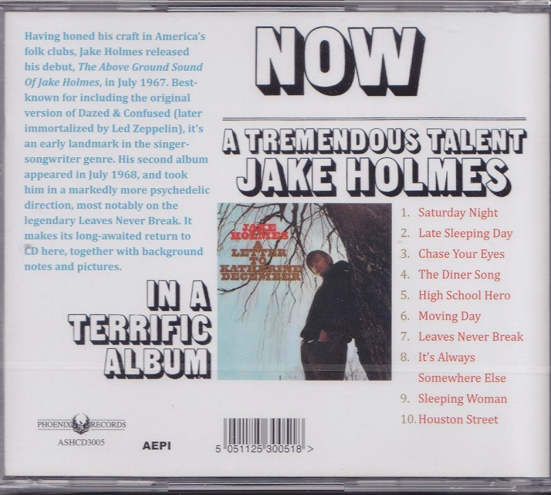 JAKE HOLMES / ジェイク・ホルムス / A LETTER TO KATHERINE DECEMBER /UK盤/未開封CD!!30822_画像2
