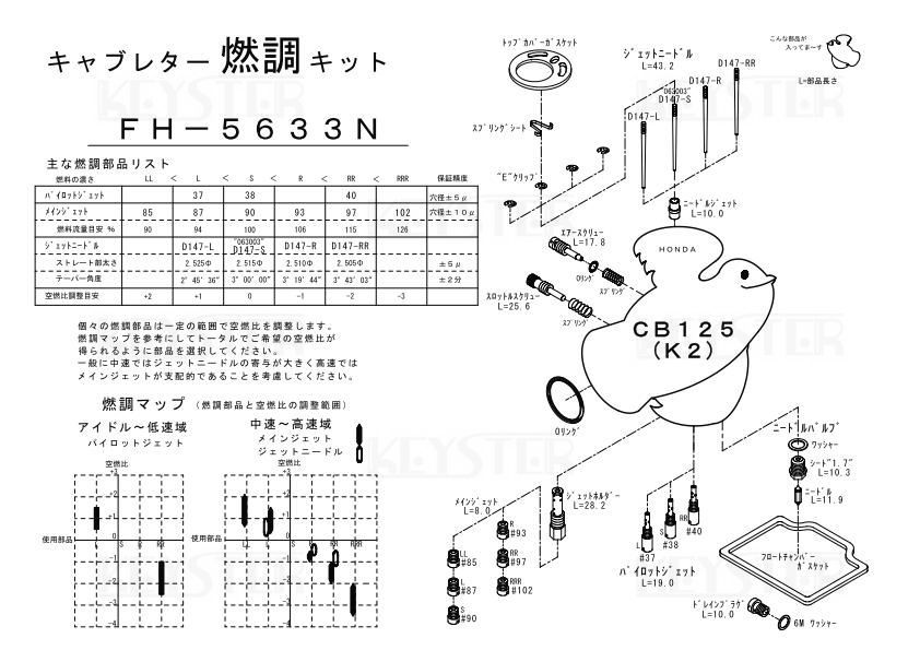 ■ FH-5633N CB125 K2　キャブレター リペアキット キースター　燃調キット　3_画像3