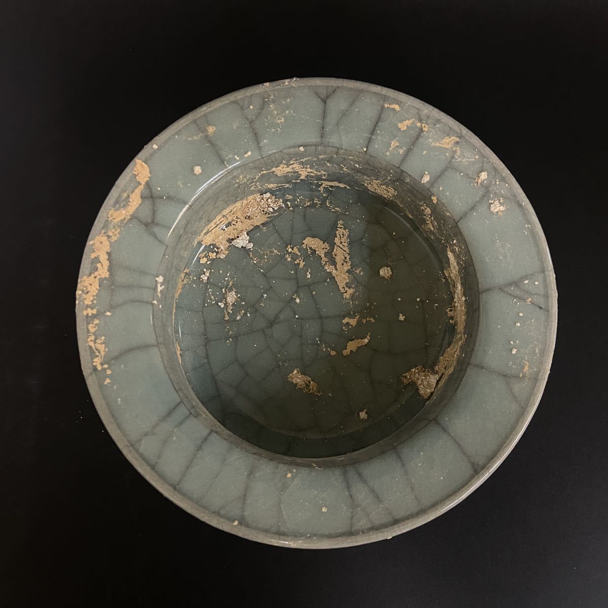 中国 宋代 官窯 青磁 筆洗 鉢 時代物 藏出