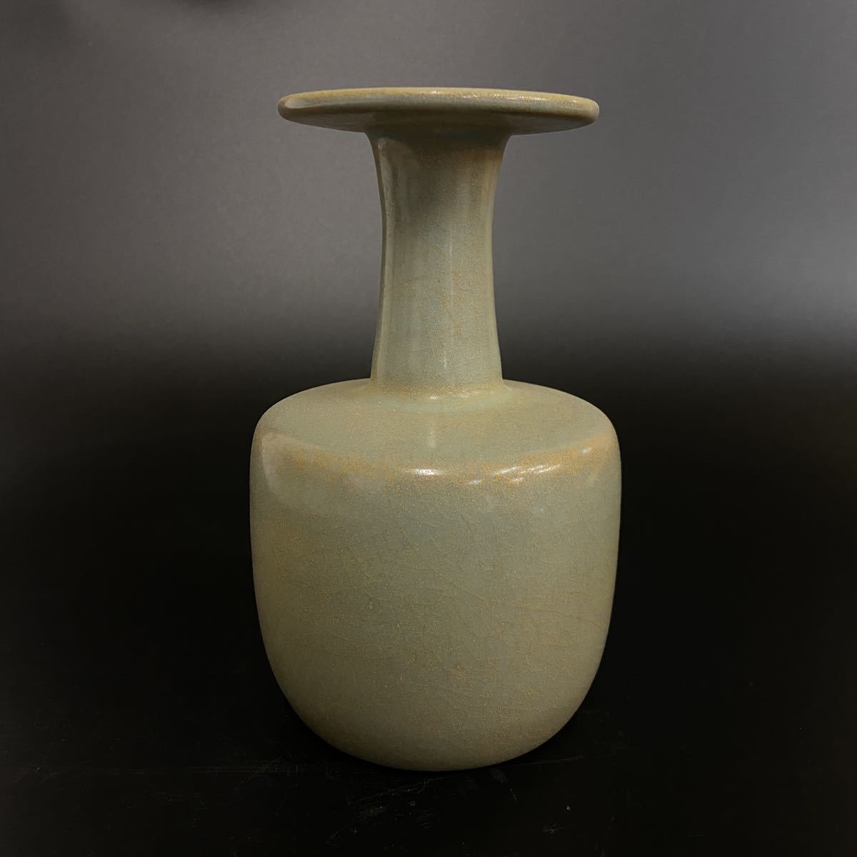 中国 古美術 宋代 汝窯 官窯 青磁 瓶 花瓶 高さ 15cm