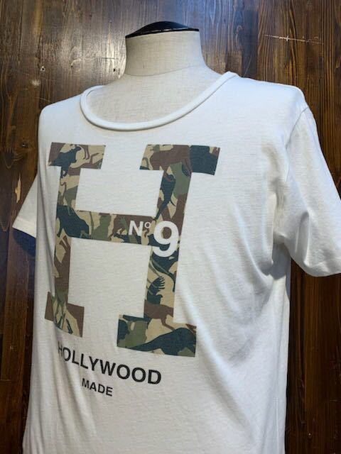 K403 メンズ Tシャツ HOLLYWOOD MADE N°9 ハリウッドメイド 半袖 ホワイト 白 プリント / M 全国一律送料370円_画像5