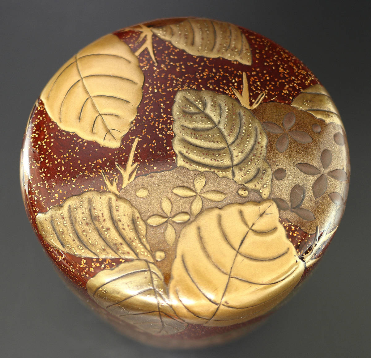 梟】時代 蒔絵 梨地 紫陽花文 大棗 あじさい文 仕覆 時代箱 花文 菊文