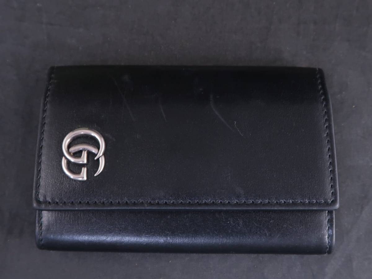 GUCCI グッチ 6連キーケース GGマーモント 435305 レザー 黒 ブラック