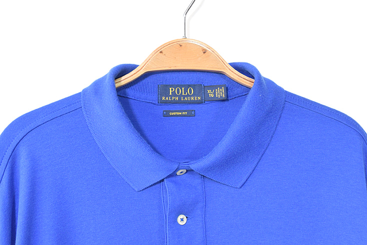 【送料無料】 ポロ ラルフローレン コットン 半袖 ポロシャツ メンズXL 刺繍ロゴ ブルー POLO RALPH LAUREN 大きいサイズ 古着 CC0128