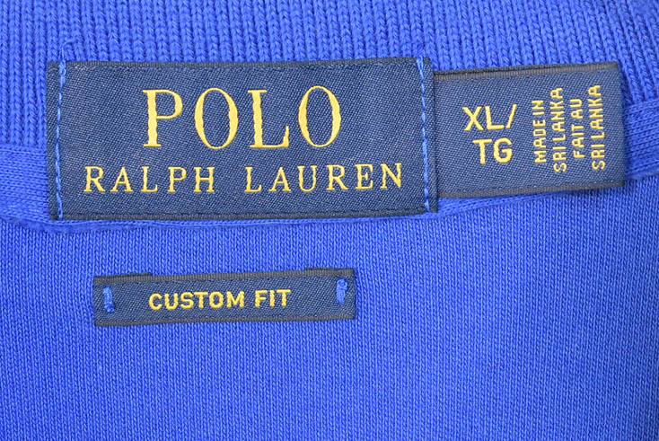 【送料無料】 ポロ ラルフローレン コットン 半袖 ポロシャツ メンズXL 刺繍ロゴ ブルー POLO RALPH LAUREN 大きいサイズ 古着 CC0128