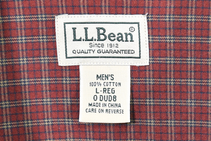 【送料無料】 L.L.Bean アウトドア コットン チェック柄 ボタンダウンシャツ BDシャツ 長袖シャツ メンズL エルエルビーン 古着 CA0847