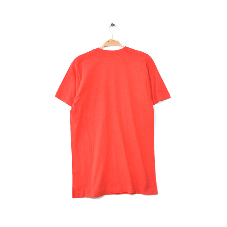 【送料無料】 80S USA製 フルーツオブザルーム 無地 半袖 ポケット付き Tシャツ ポケT メンズM シングルステッチ 赤色 ヴィンテージ BB0610