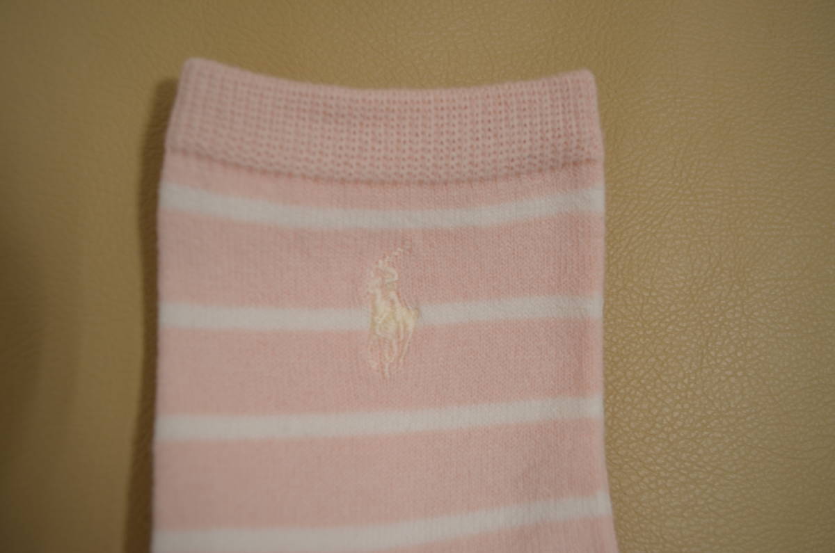 新品　未使用 　タグ付き　女性　POLO RALPH LAUREN 　ポロ ラルフローレン　綿混ボーダー柄ソックス　2足セット　送料無料 