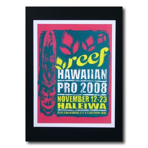 ハワイアンポスター サーフコンテスト M-27 「REEF HAWAIIAN PRO 2008」 サイズ：28×21.5cm アメ_画像1