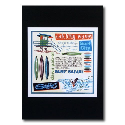 ハワイアンポスター サーフィンシリーズ N-39 「SURF SAFARI」 サイズ：22×22cm アメリカ雑貨 アメリカン雑貨_画像1