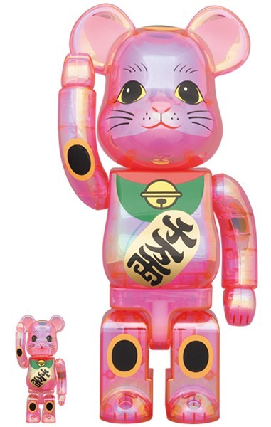 BE@RBRICK 招き猫 桃色透明メッキ 100% 400% ベアブリック 2個セット 